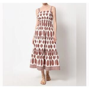 Omika Monroe Midi Dress in Adia Peach Print Size Large